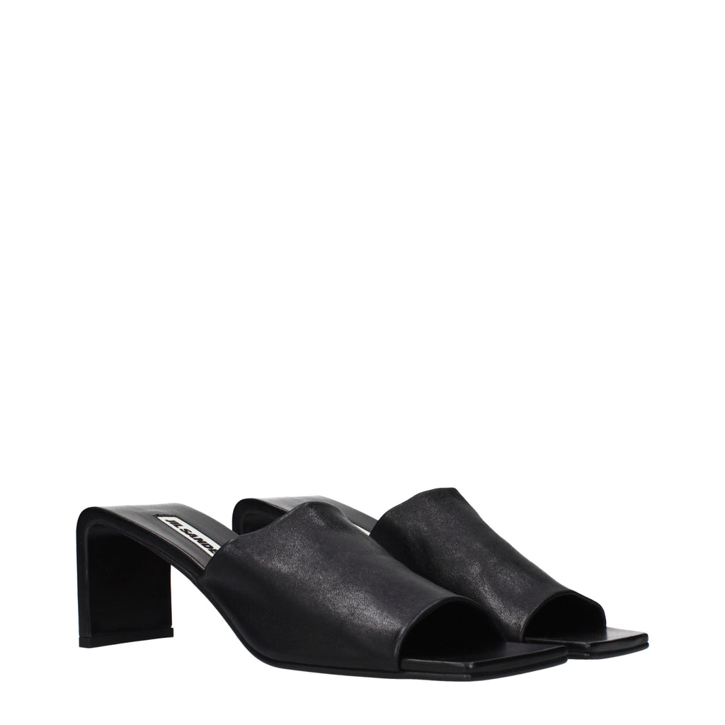 Jil Sander Black Leather Stiletto Heel Sandals