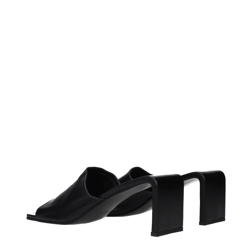 Jil Sander Black Leather Stiletto Heel Sandals