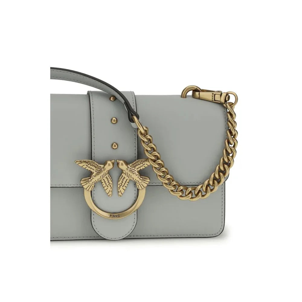 PINKO Gray Calf Leather Bos Taurus Shoulder Bag - Zachava