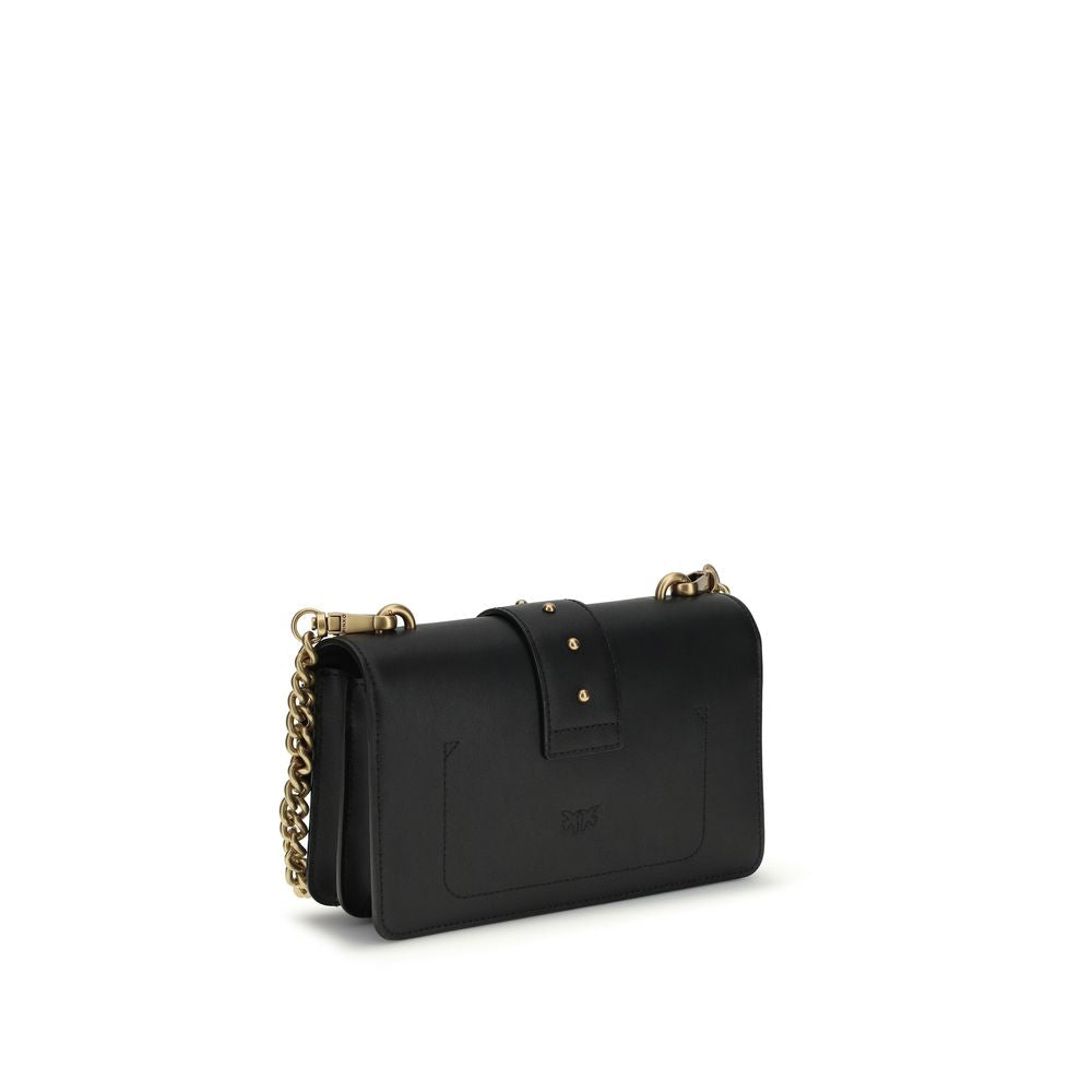 PINKO Black Calf Leather Bos Taurus Shoulder Bag