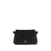 PINKO Black Calf Leather Bos Taurus Shoulder Bag