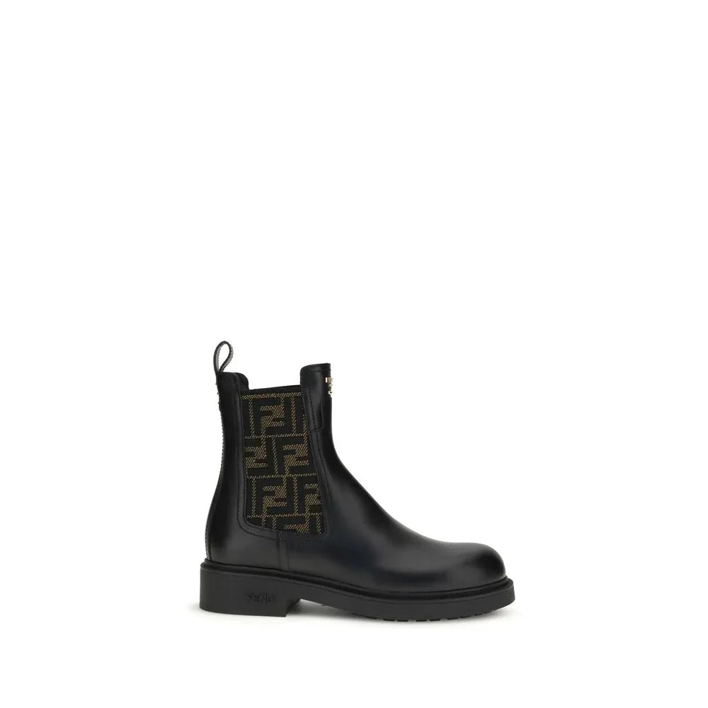 Fendi Black Calf Leather Bos Taurus Ankle Boots - Zachava Main image