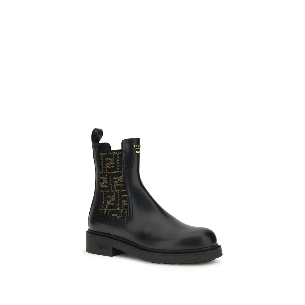 Fendi Black Calf Leather Bos Taurus Ankle Boots Secondary image