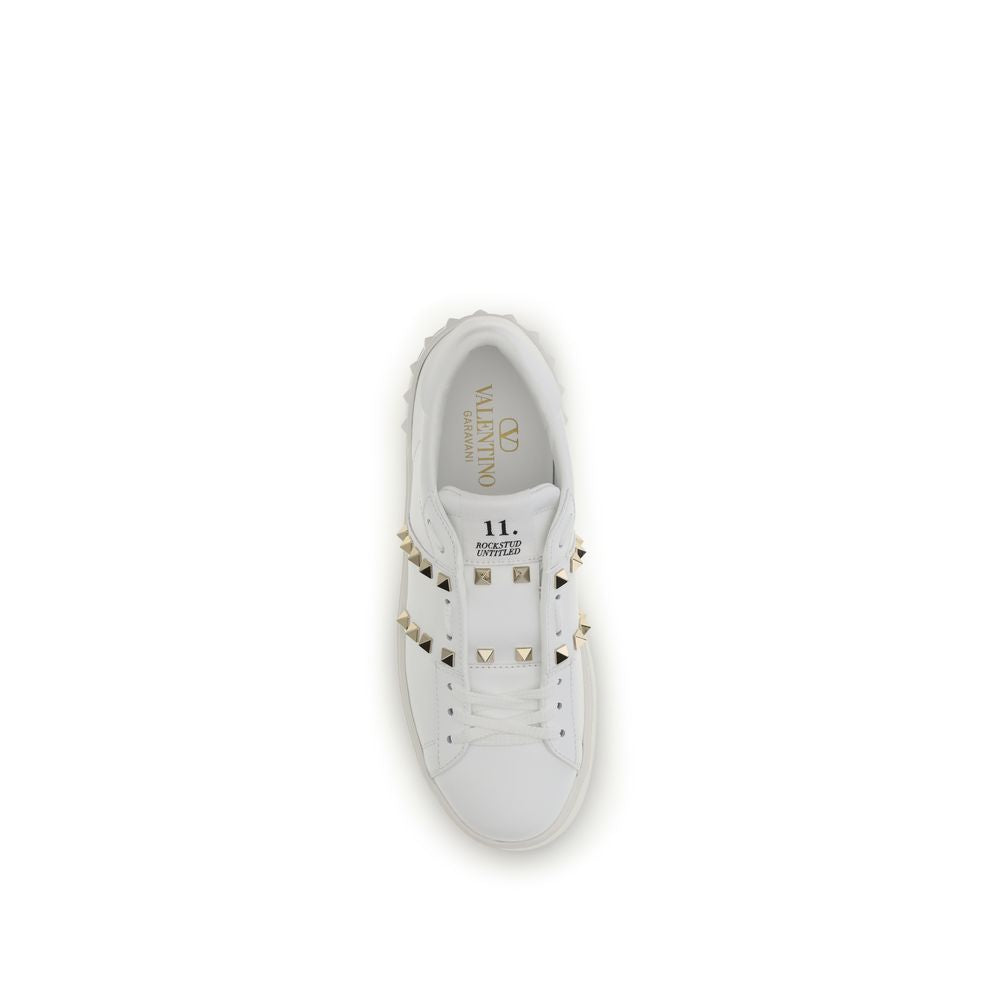 Valentino Garavani White Calf Leather Bos Taurus Platform Sneakers for Women