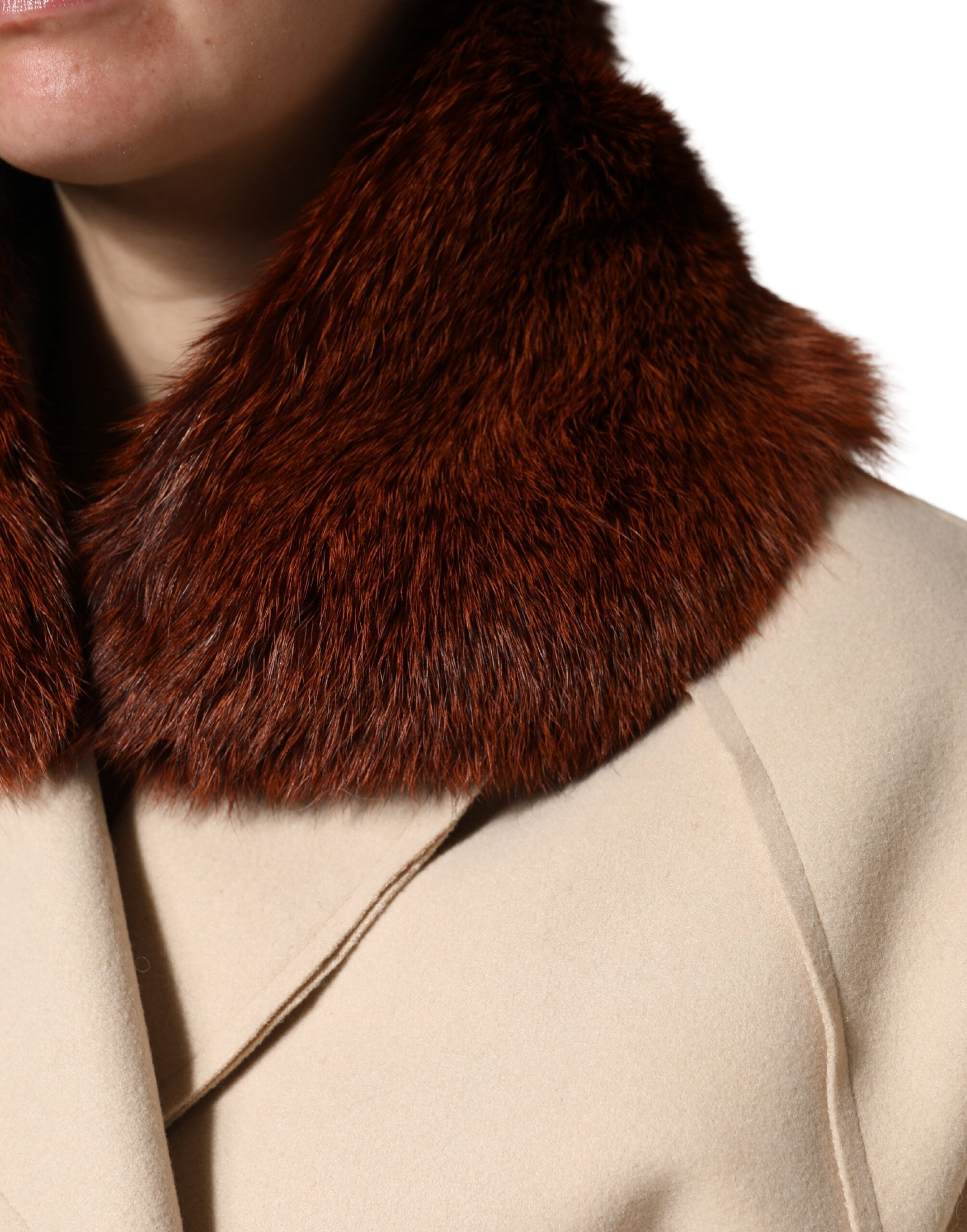 Dolce & Gabbana Brown Mink Fur Collar Women Neck Wrap 60cm x 14cm  Scarf