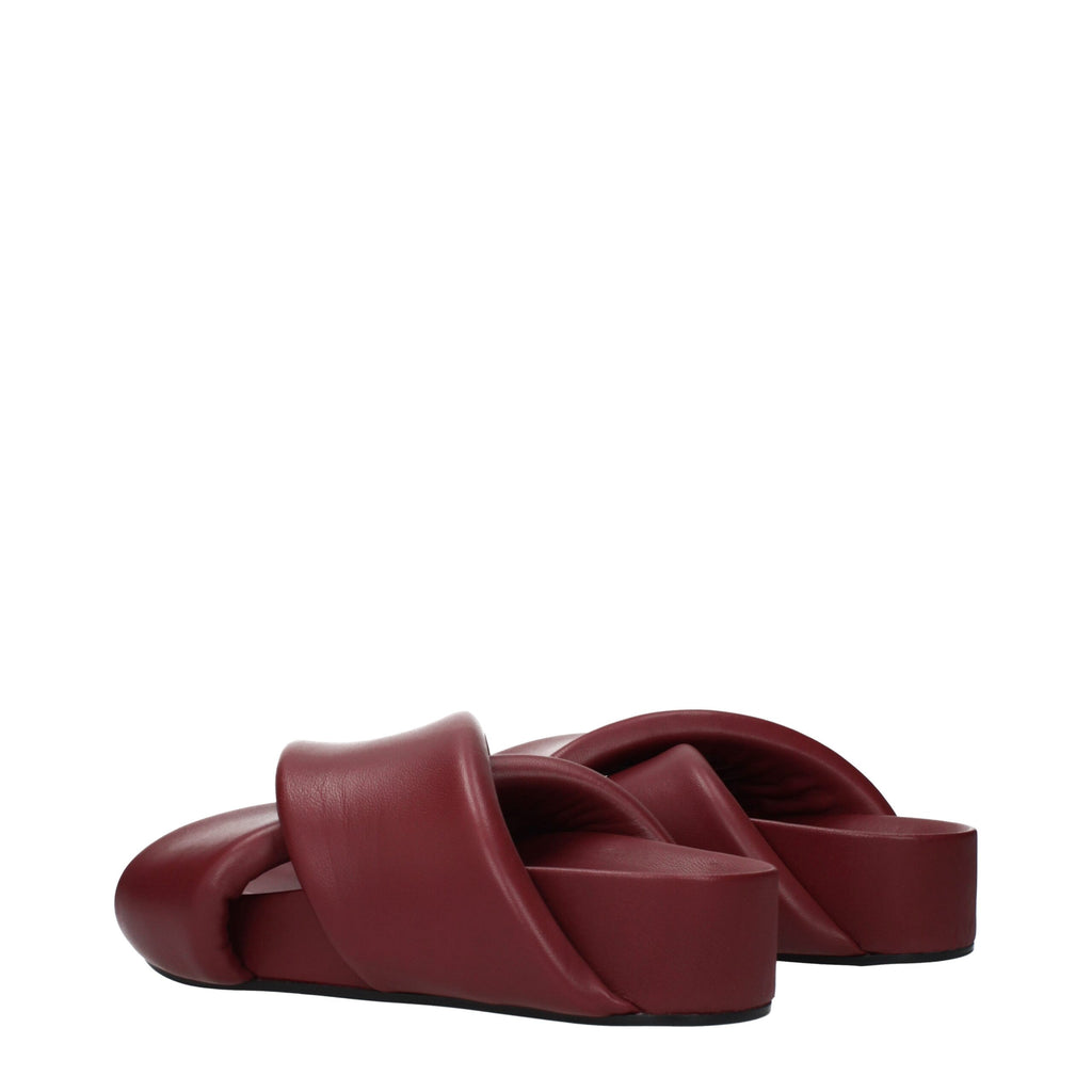 Jil Sander Red Leather Slippers