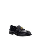 Miu Miu Black Calf Leather Bos Taurus Slip-On Loafers