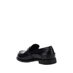 Miu Miu Black Calf Leather Bos Taurus Slip-On Loafers