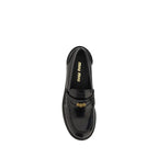 Miu Miu Black Calf Leather Bos Taurus Slip-On Loafers