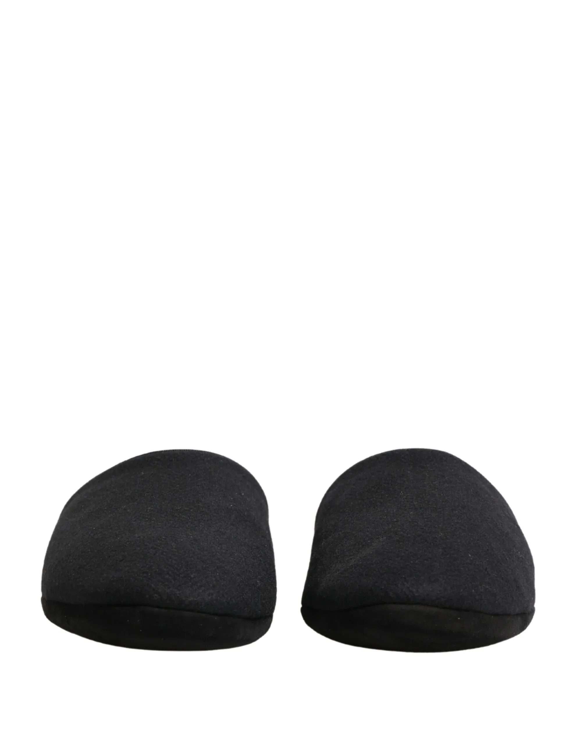 Dolce & Gabbana Black Wool Cashmere Red Quilted Slippers Shoes - Zachava