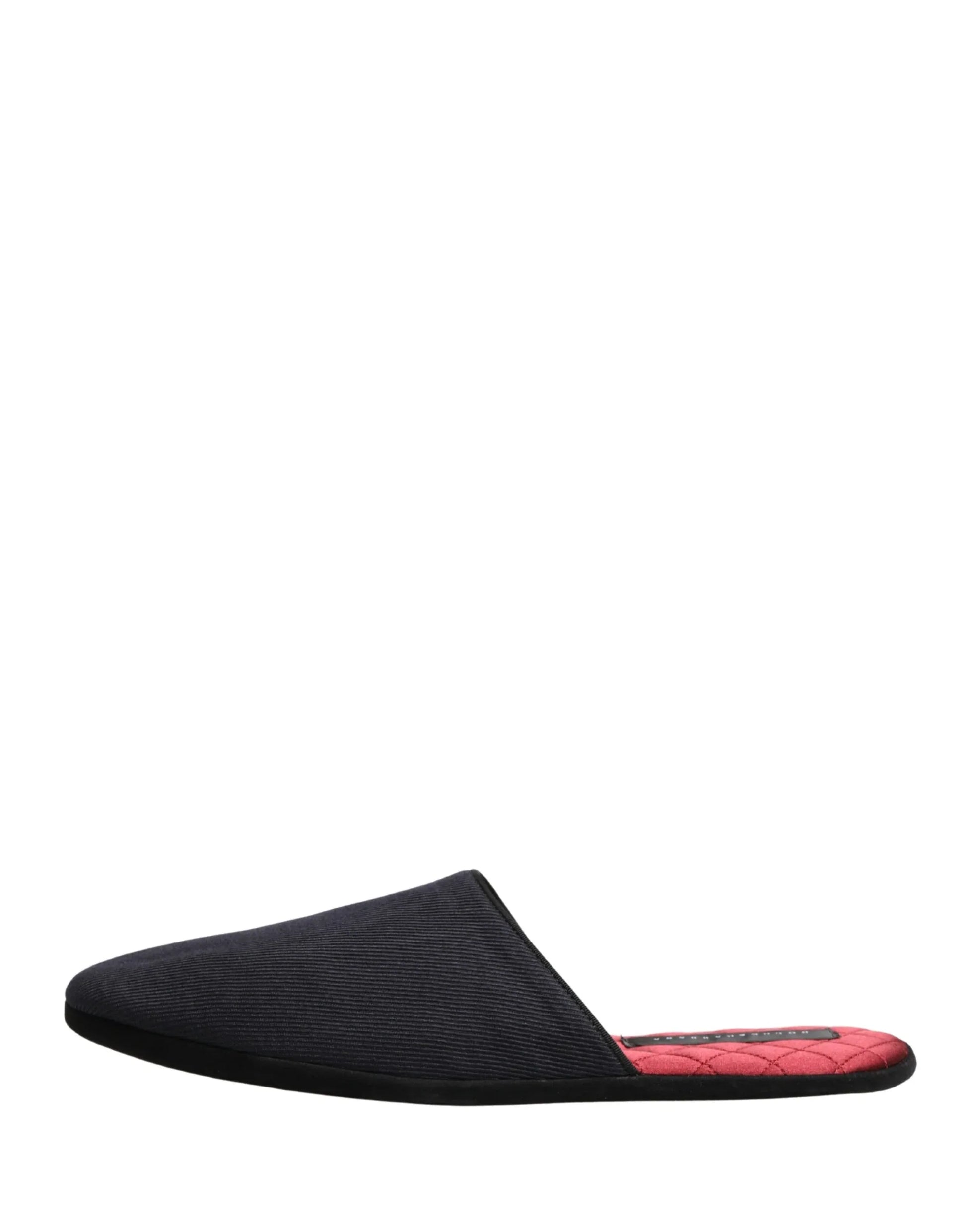 Dolce & Gabbana Dark Navy Wool Cotton Red Chevron Slippers Shoes - Zachava