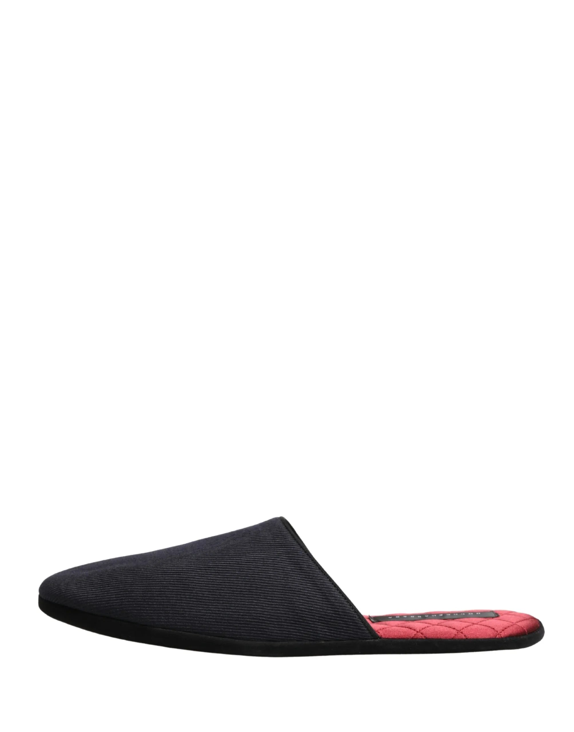 Dolce & Gabbana Dark Navy Wool Cotton Red Chevron Slippers Shoes - Zachava
