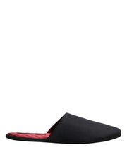 Dolce & Gabbana Dark Navy Wool Cotton Red Chevron Slippers Shoes - Zachava