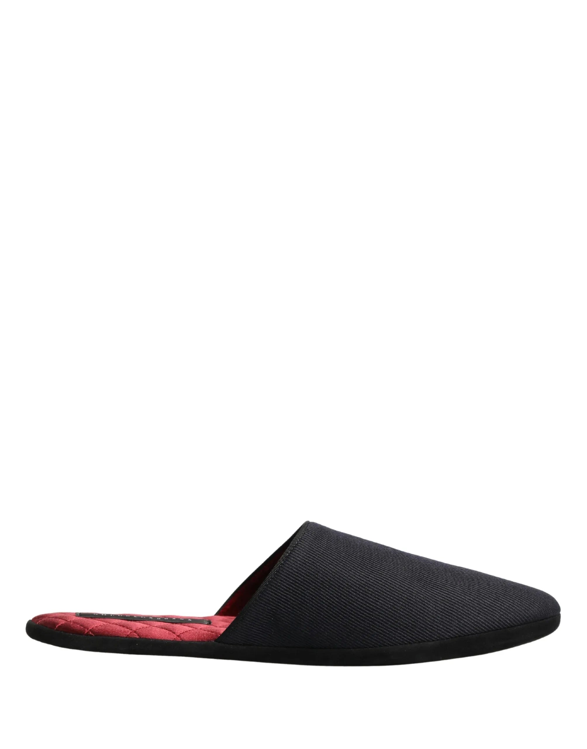 Dolce & Gabbana Dark Navy Wool Cotton Red Chevron Slippers Shoes - Zachava
