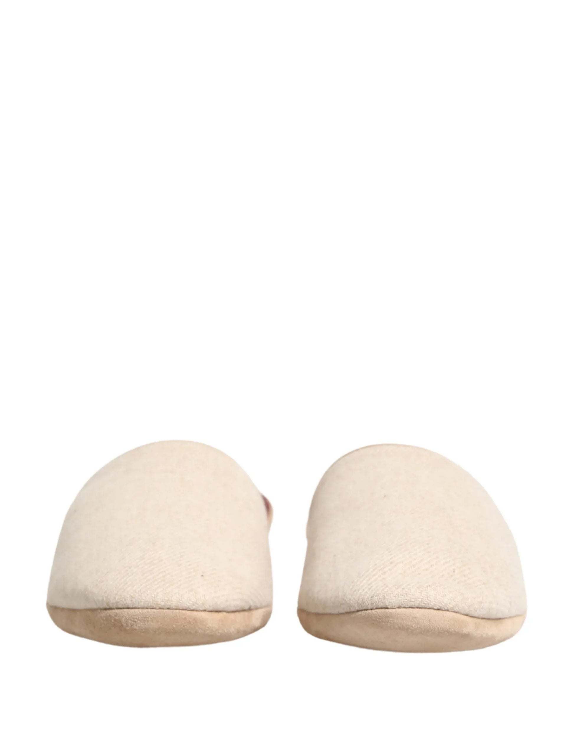 Dolce & Gabbana Beige Shetland Wool Red Quilted Slippers Shoes - Zachava