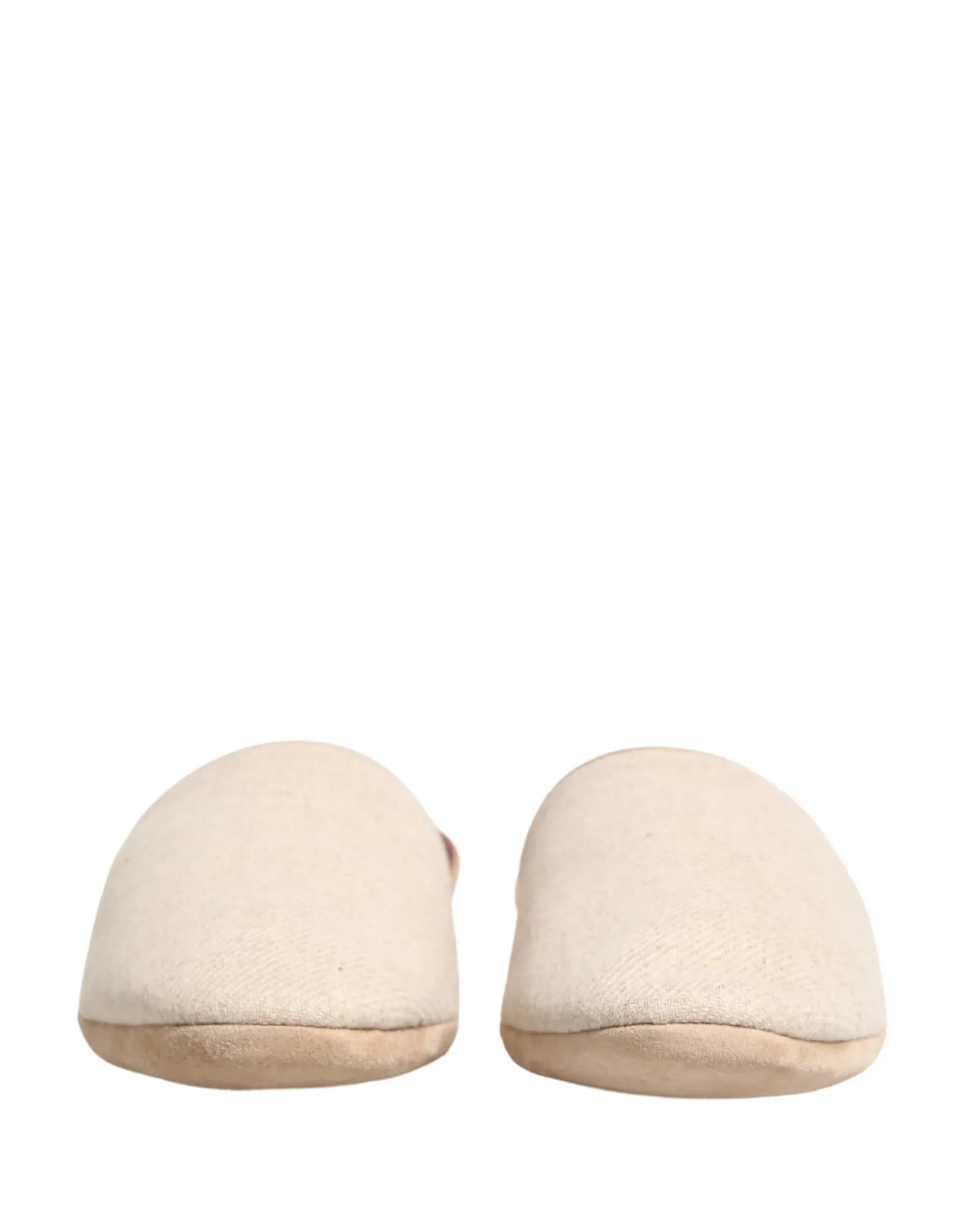Dolce & Gabbana Beige Shetland Wool Red Quilted Slippers Shoes - Zachava