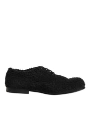 Dolce & Gabbana Men Black Riccio Shearling Dress Derby Shoes