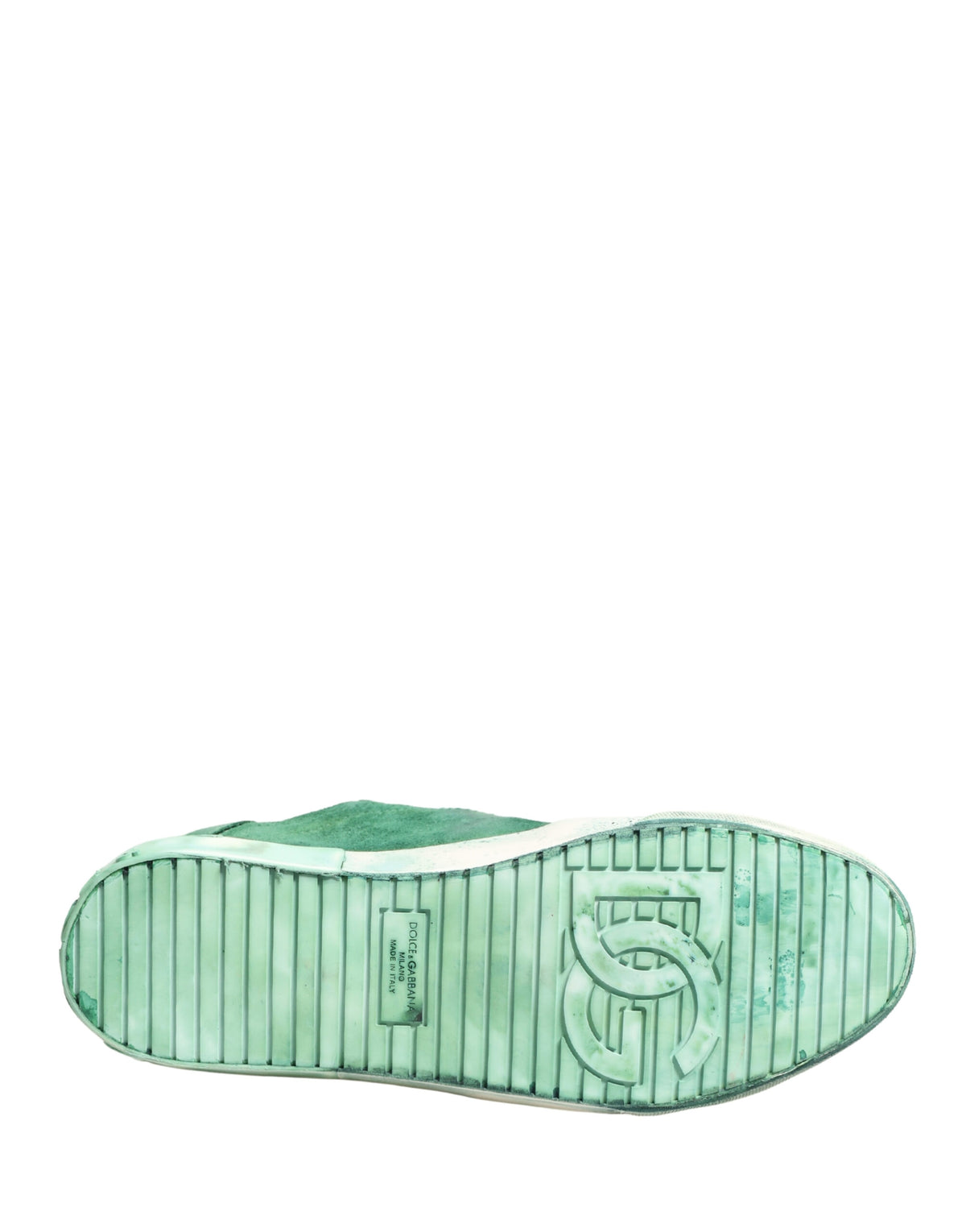 Dolce & Gabbana Green Suade DG Logo Sole Low Top Sneakers Shoes