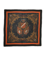 Dolce & Gabbana Multicolor Crest Print Cashmere 272cm x 132cm Men Scarf