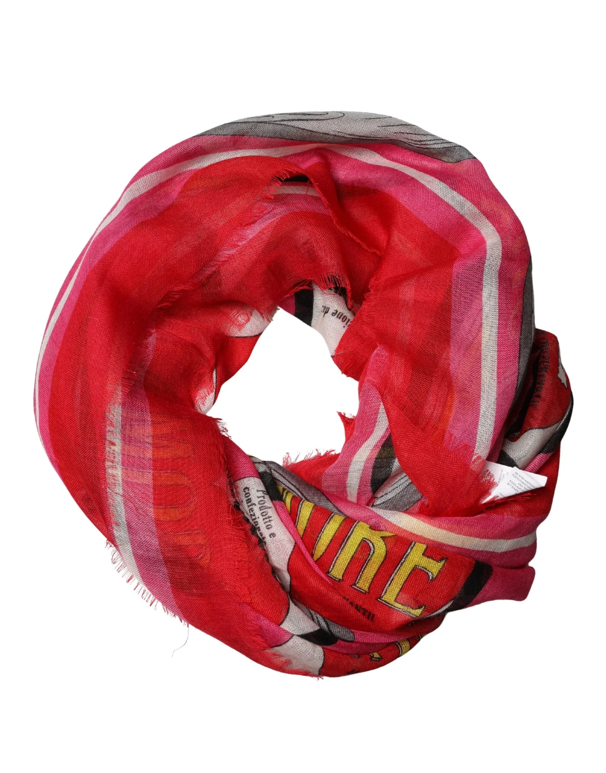 Dolce & Gabbana Pink DG Amore Print Neck Square Shawl 140cm x 140cm Scarf - Zachava