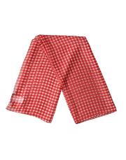 Dolce & Gabbana White Red Check Silk Wrap Foulard 140cm x 136cm Scarf for Women