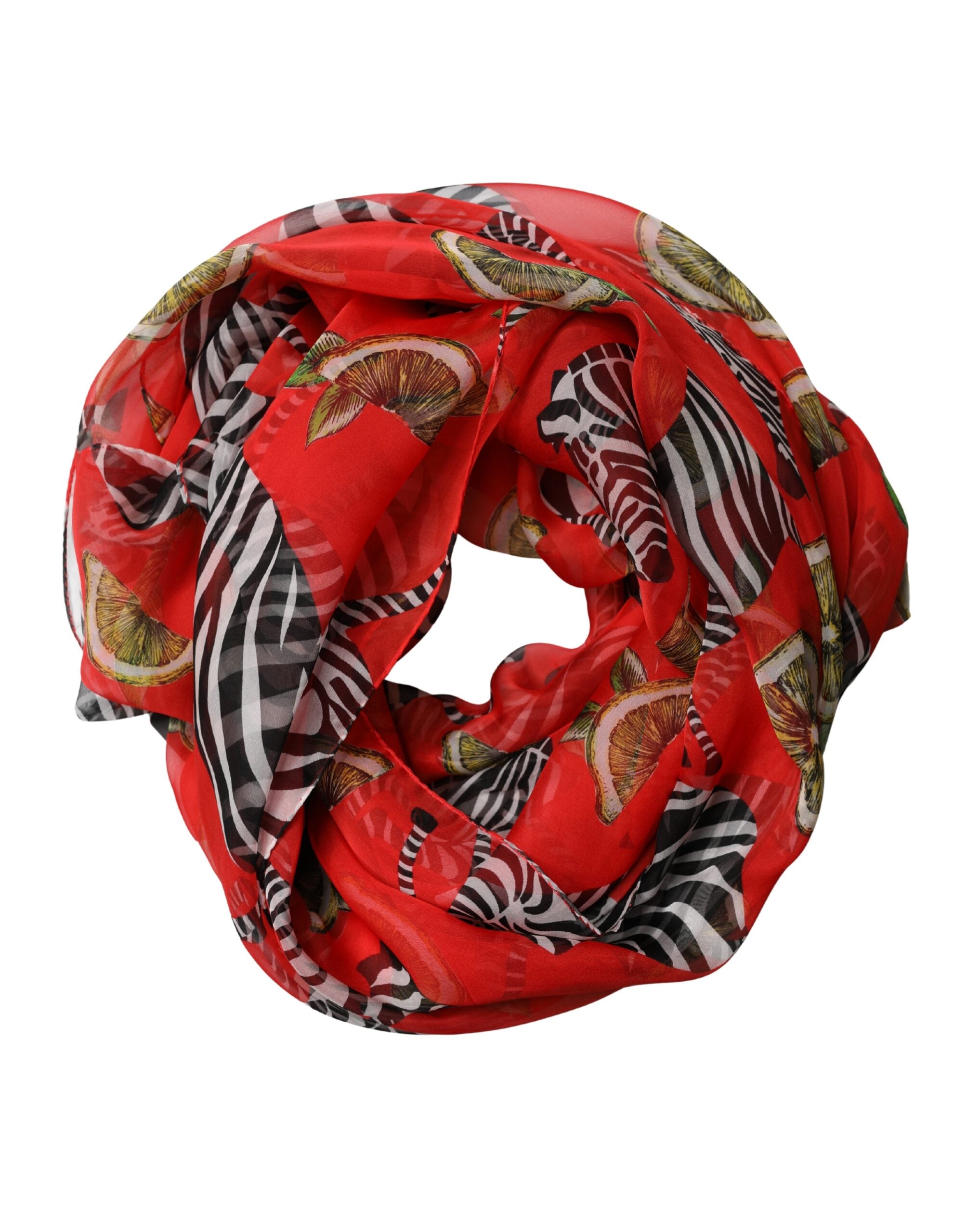 Dolce & Gabbana Red Zebra Print Silk Wrap Shawl Stole 200cm x 132cm Scarf for Women