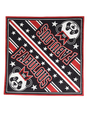 Dolce & Gabbana Black Red Panda Cotton Square Foulard 50.5cm x 50cm Scarf