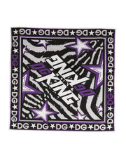 Dolce & Gabbana Black Purple DG King Cotton Foulard 51cm x 49.5cm Scarf for Women