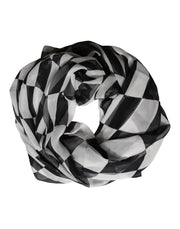 Dolce & Gabbana Black White Check Silk Wrap Foulard 133cm x 132cm Scarf