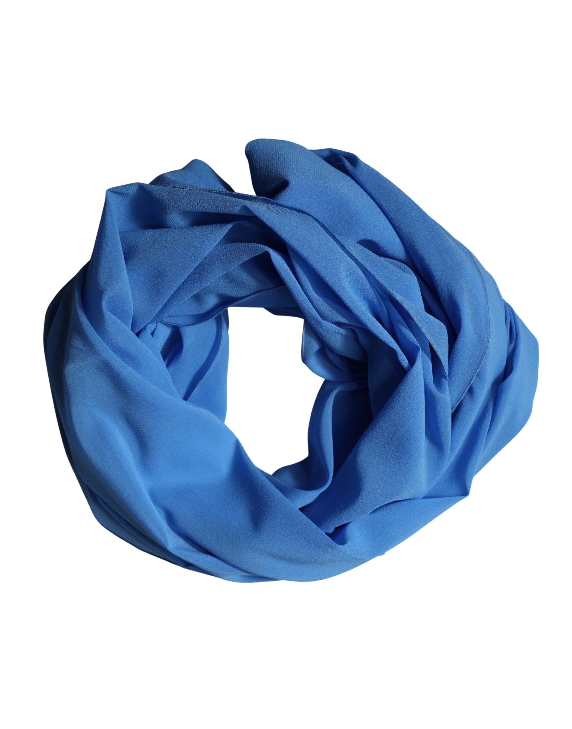 Dolce & Gabbana Blue Silk Neck Wrap Shawl Stole 200cm x 64cm Scarf for Women