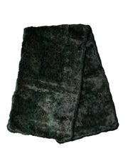 Dolce & Gabbana Black Green Stripe Fur Shawl Neck Wrap 180cm x49cm Scarf for Women