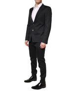 Dolce & Gabbana Black Cotton Single Breasted 2 Piece Suit