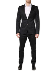 Dolce & Gabbana Black Cotton Single Breasted 2 Piece Suit