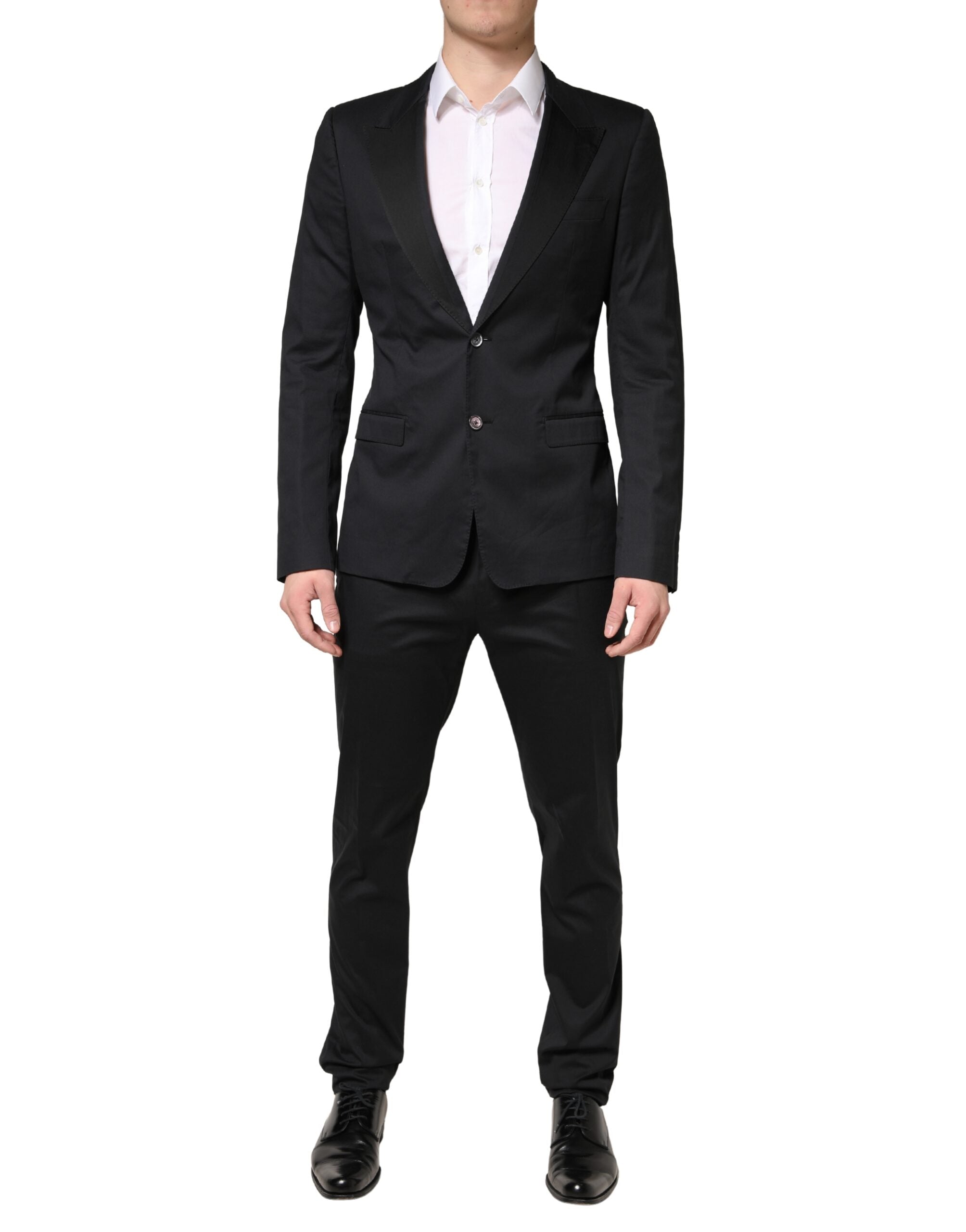 Dolce & Gabbana Black Cotton Single Breasted 2 Piece Suit for Men