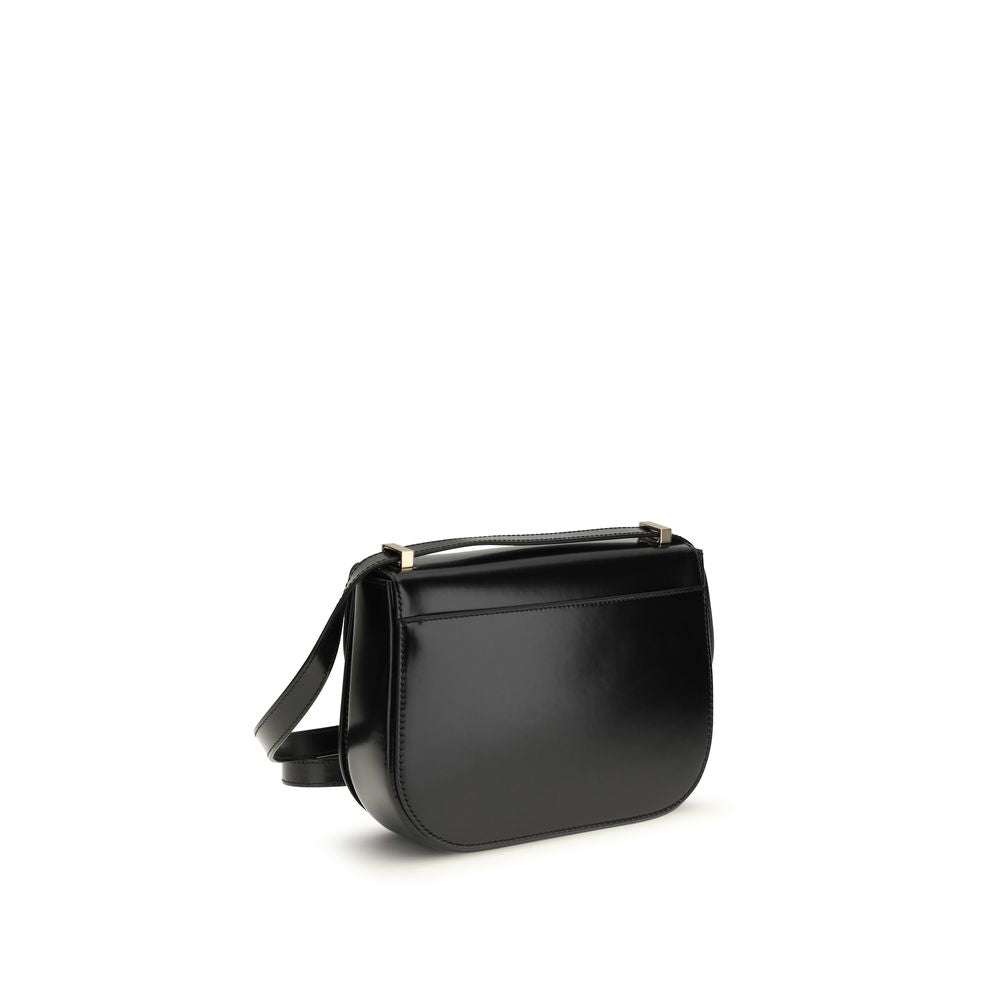 Ferragamo Black Calf Leather Bos Taurus Shoulder Bag