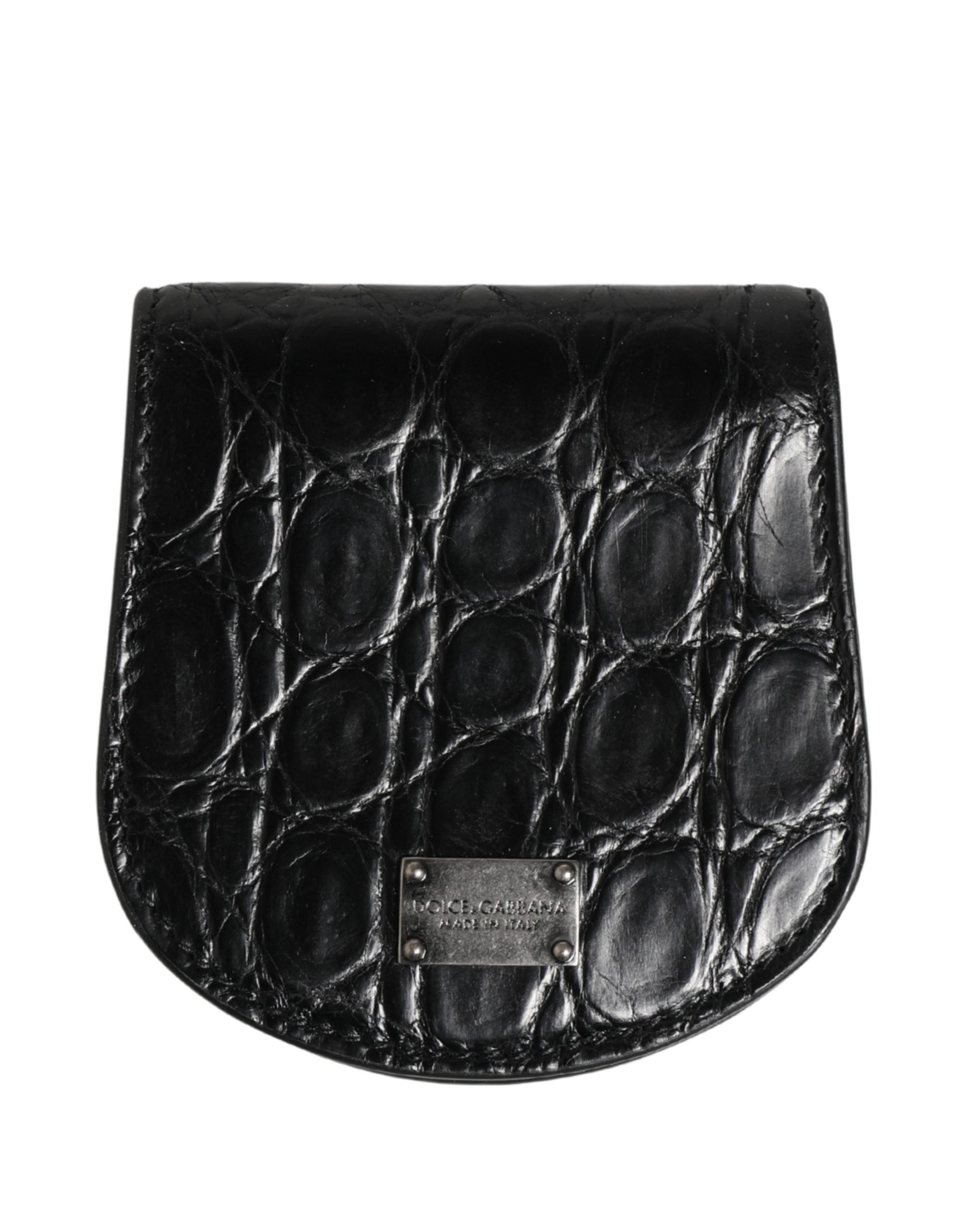 Dolce & Gabbana Black Exotic Skin Condom Case Holder Pocket Wallet for Men