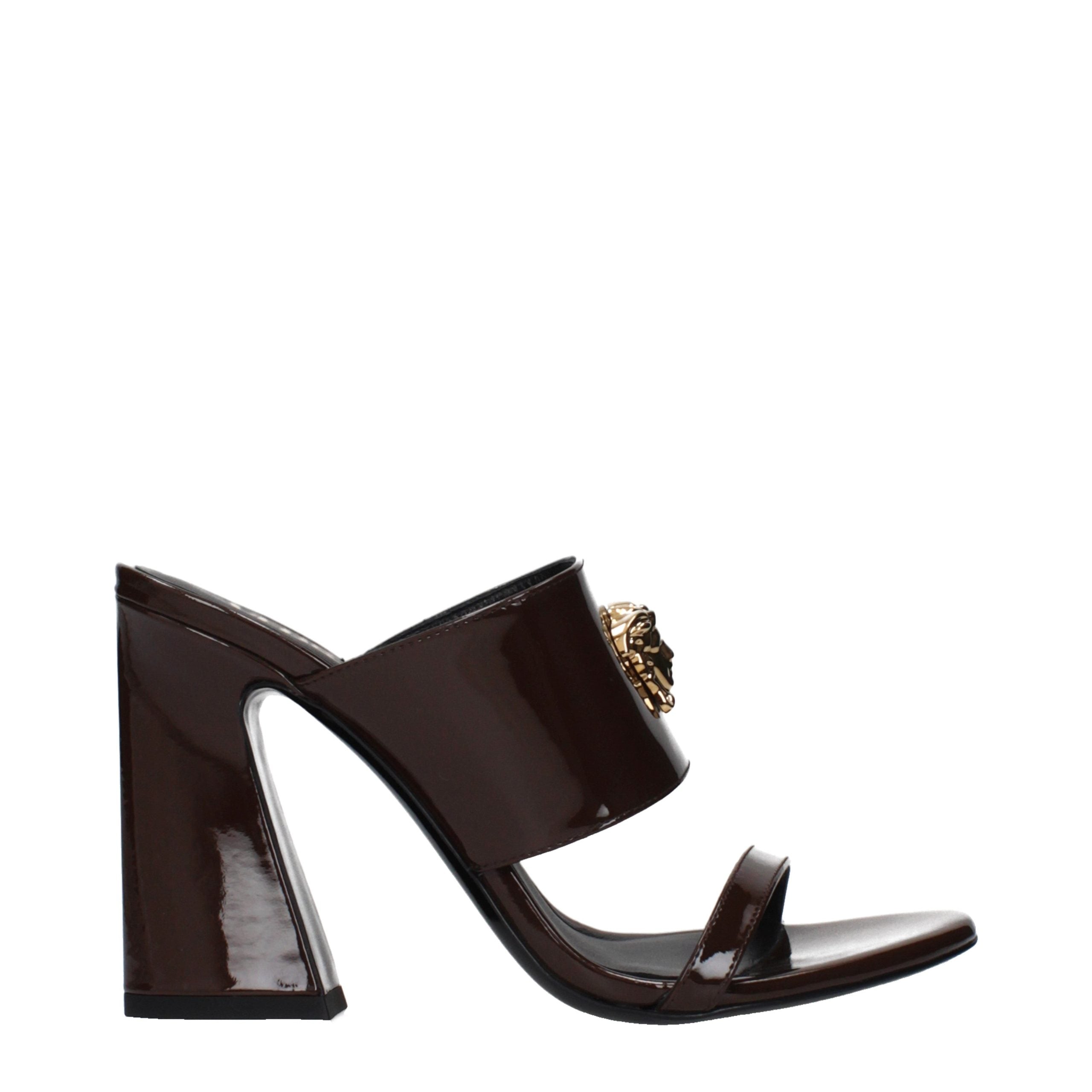 Versace Brown Leather Stiletto Heel Sandals Main image