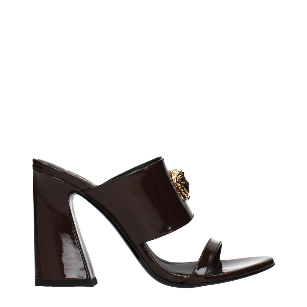 Versace Brown Leather Stiletto Heel Sandals