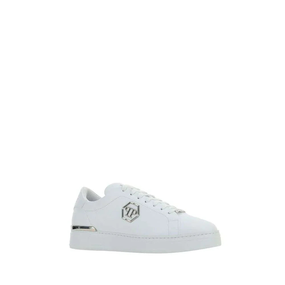 Philipp Plein White Calf Leather Bos Taurus Low Top Sneakers - Zachava