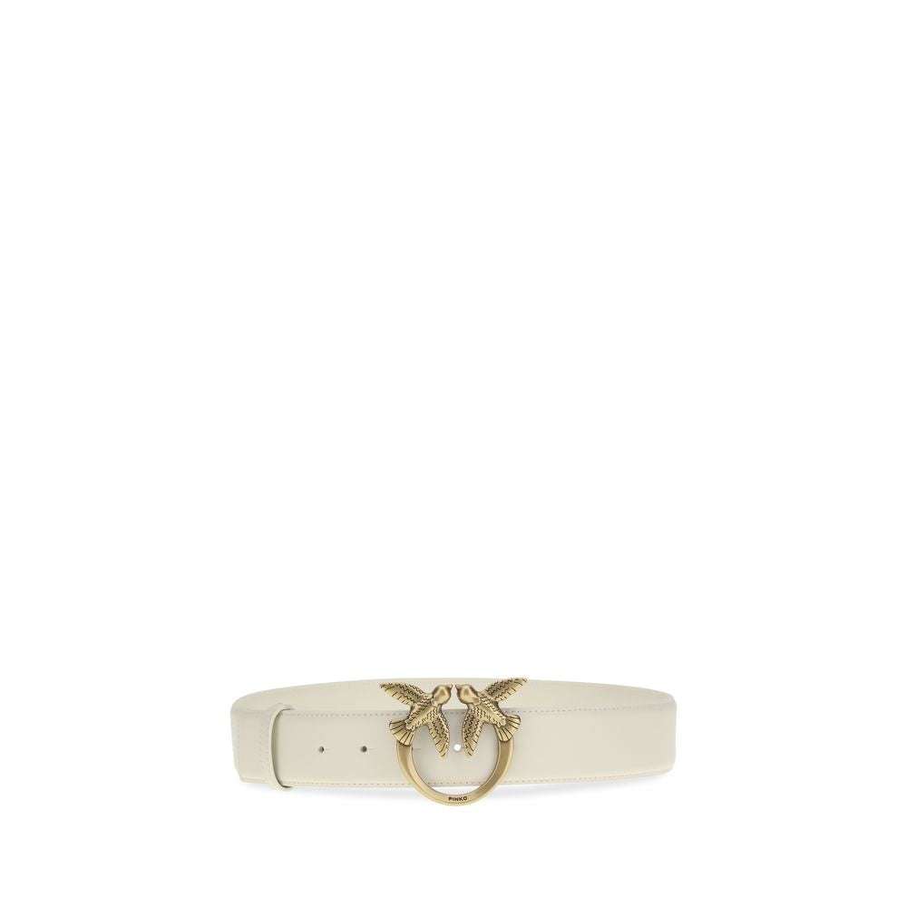 PINKO White Calf Leather Bos Taurus Regular Belt