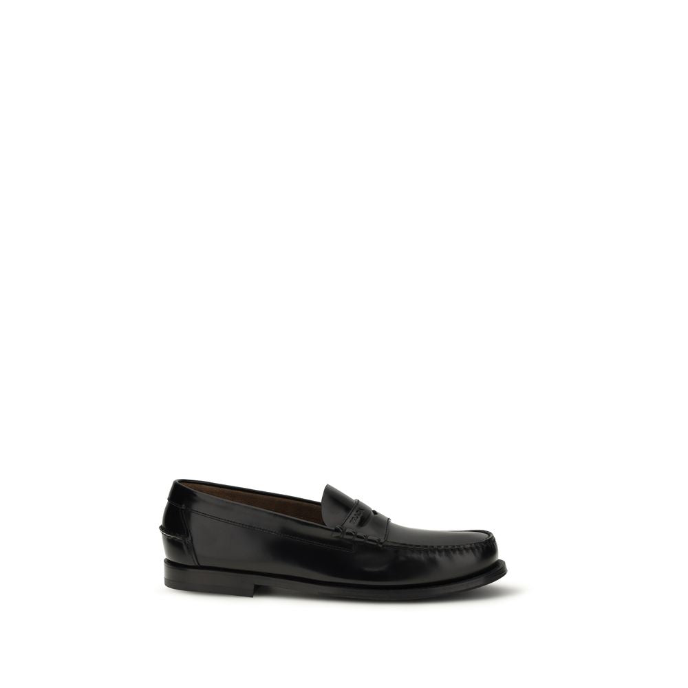 Prada Black Calf Leather Bos Taurus Slip-On Loafers Main image