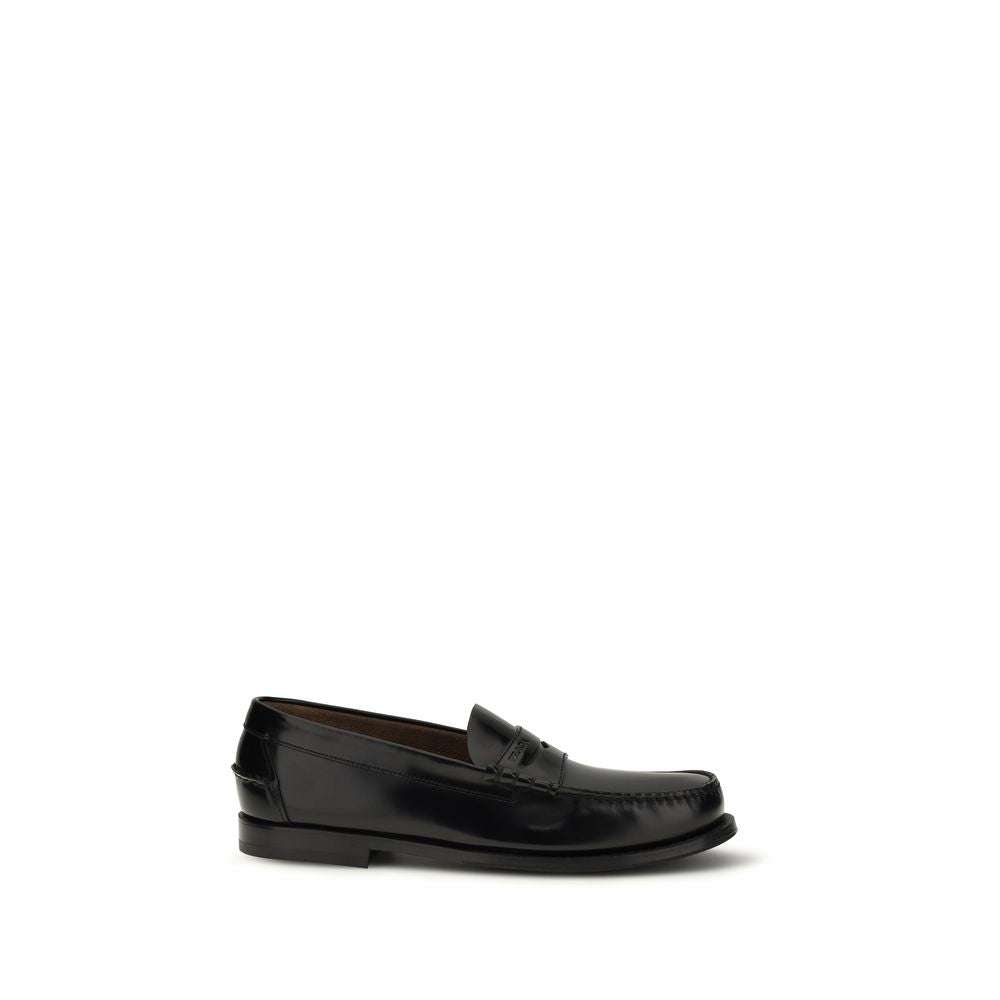 Prada Black Calf Leather Bos Taurus Slip-On Loafers