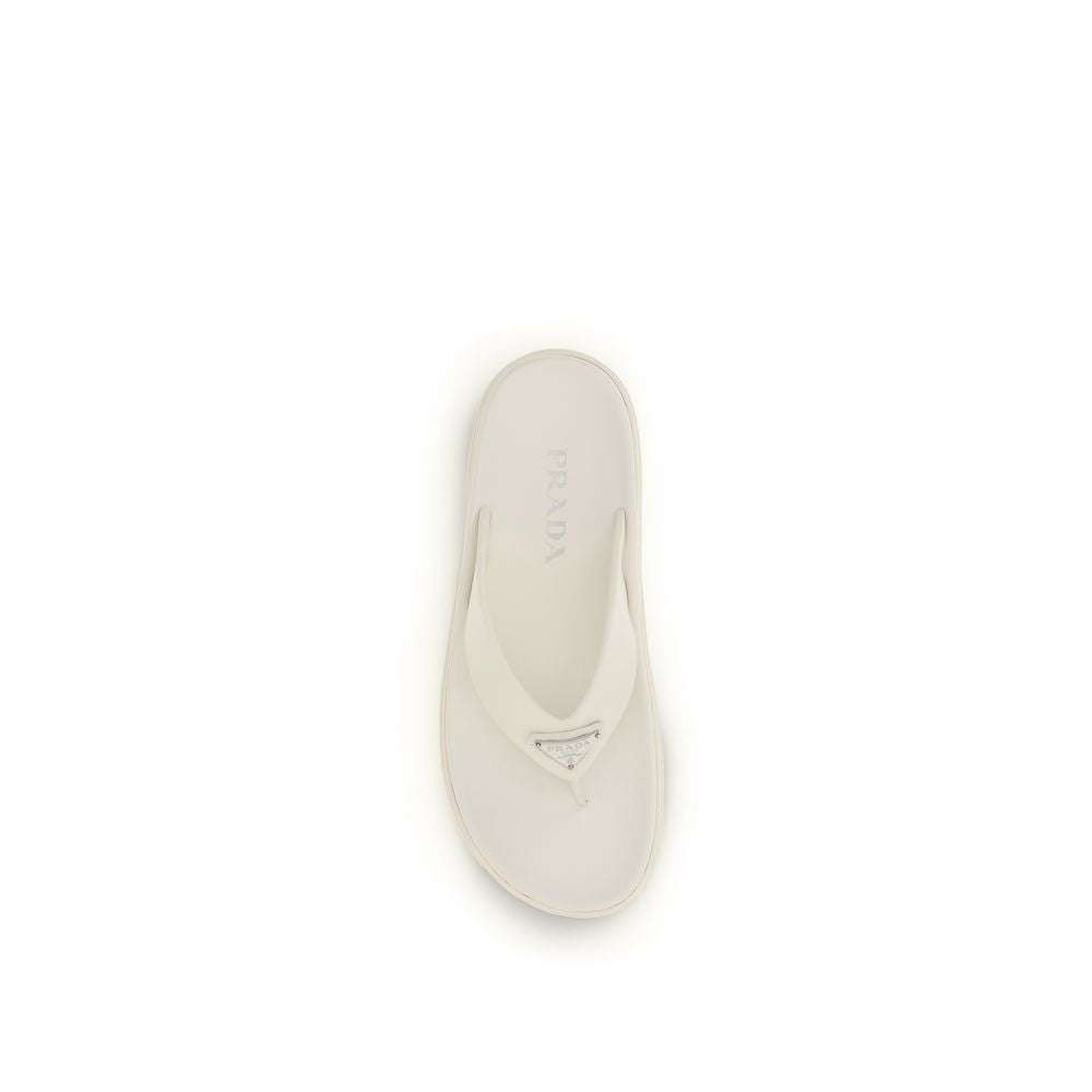 Prada White Rubber Flip-Flop Sandals