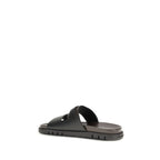 Ferragamo Black Calf Leather Bos Taurus Sandals