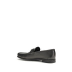 Ferragamo Black Calf Leather Bos Taurus Slip-On Loafers