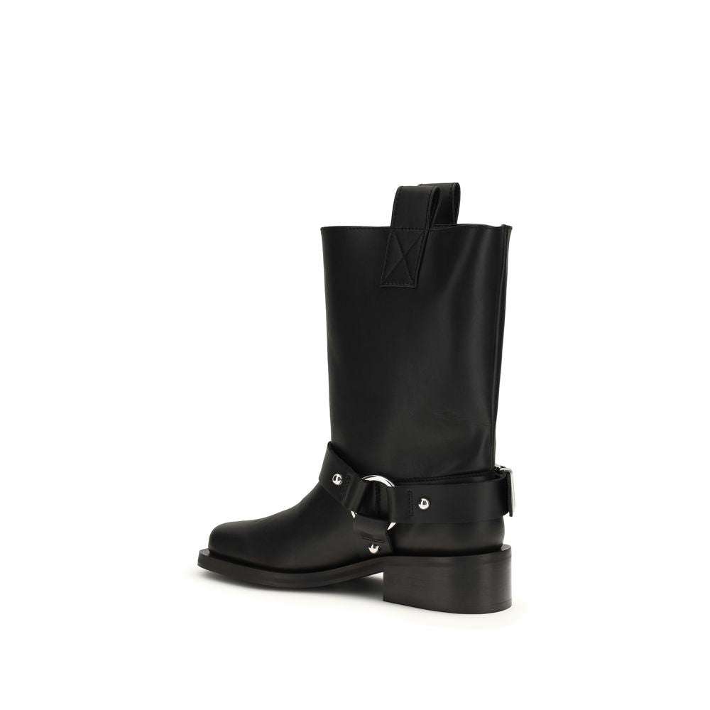 Ganni Black Calf Leather Bos Taurus Lace-Up Boots