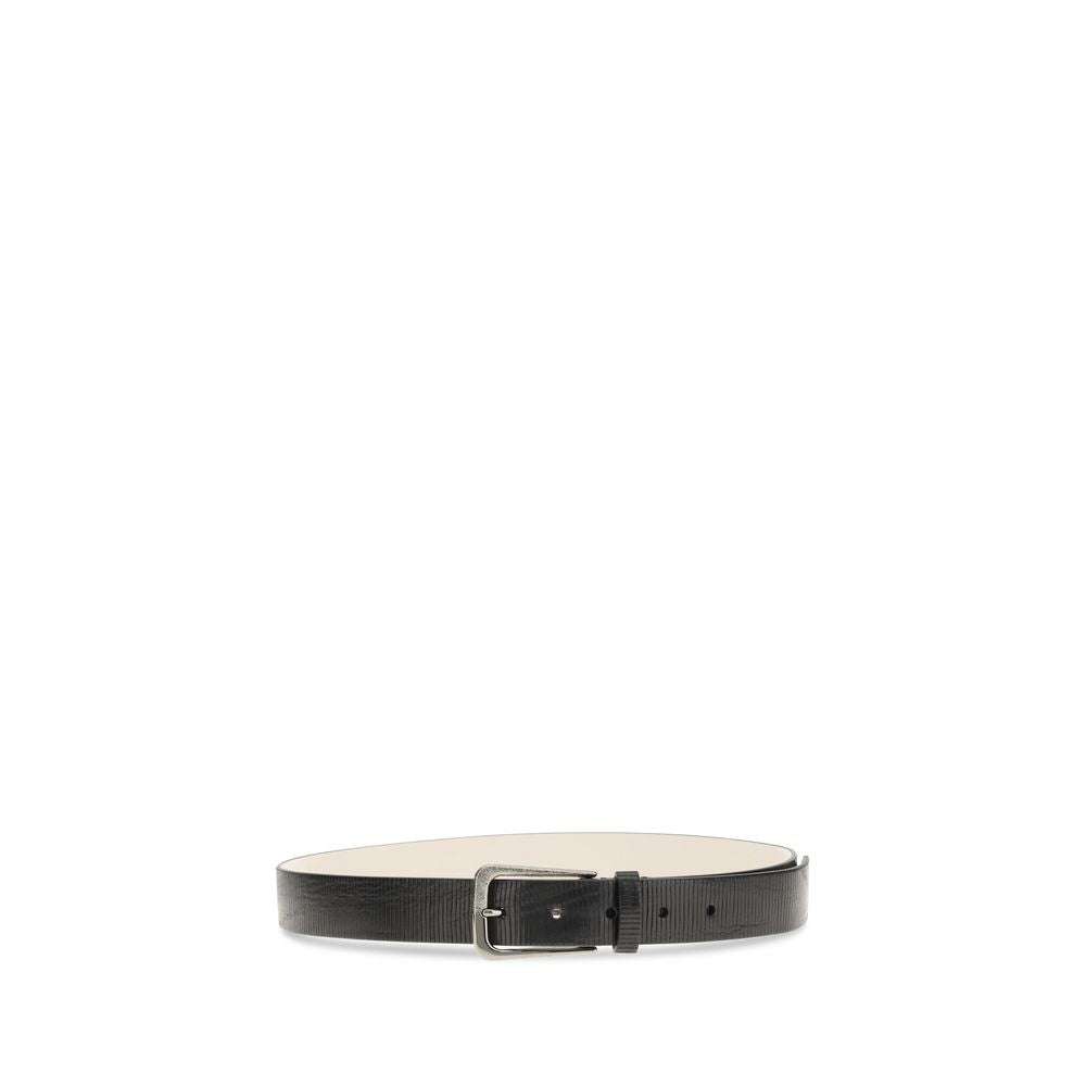 Brunello Cucinelli Black Calf Leather Bos Taurus Regular Belt