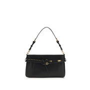 PINKO Black Calf Leather Bos Taurus Shoulder Bag