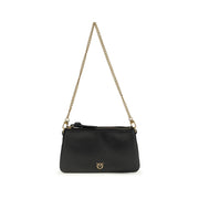 PINKO Black Calf Leather Bos Taurus Shoulder Bag
