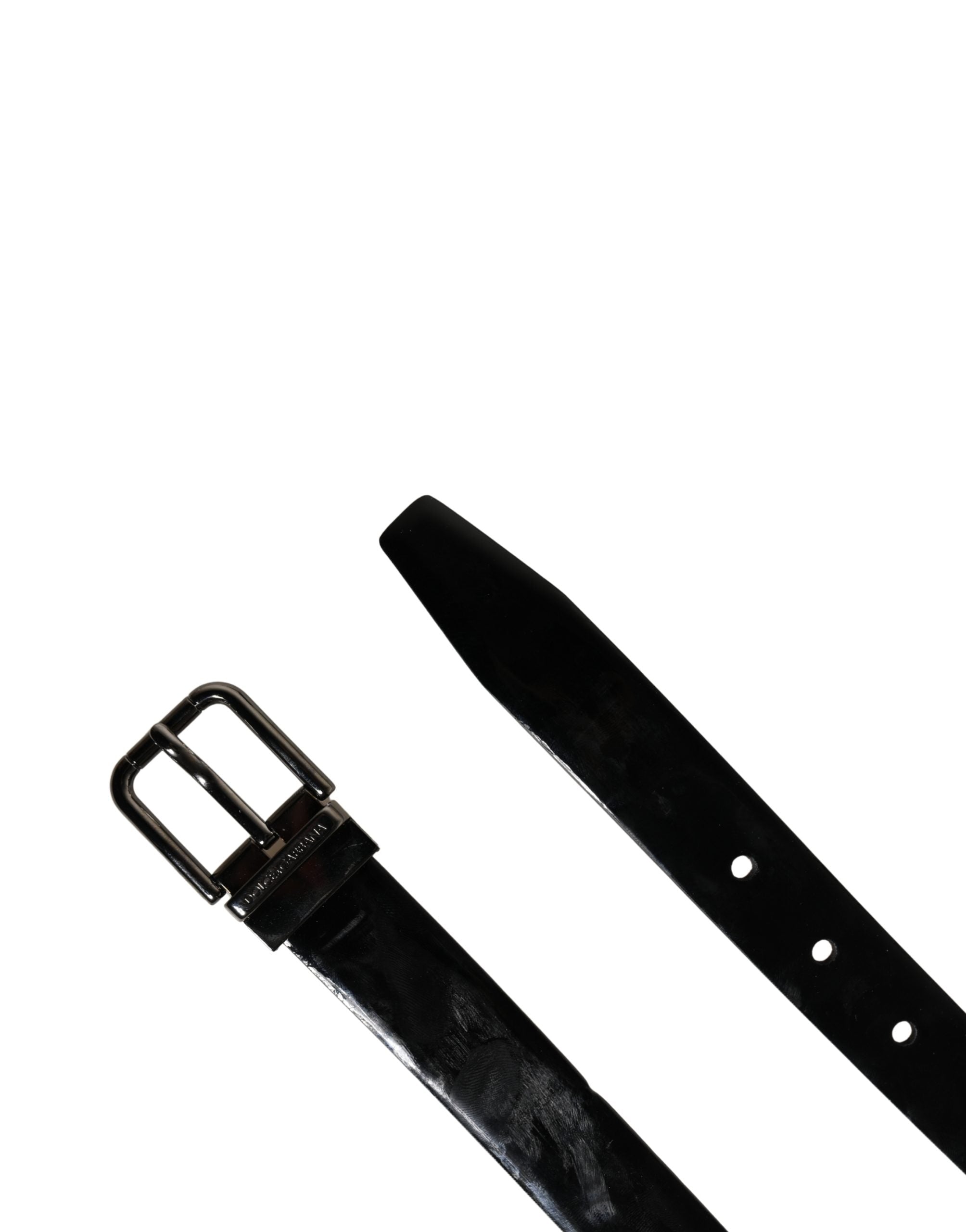 Dolce & Gabbana Men Black Classic Leather Metal Buckle Belt